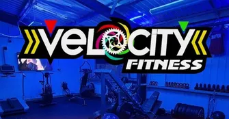 Velocity Fitness logo over the Sandown studio.